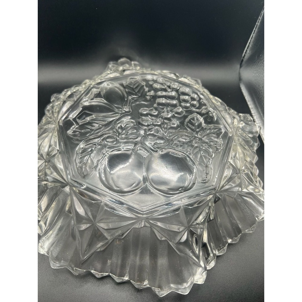 Vintage Federal Glass Pioneer Pattern 10-Inch Clear Fruit Bowl with Crimped Edge - Picture 4 of 5